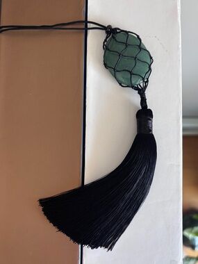 Bean design Tassel Necklace of green aventurine